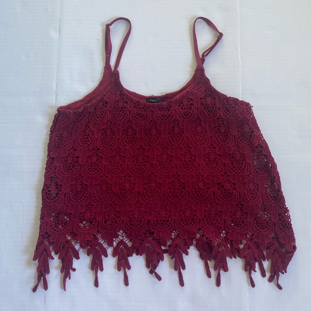 Rue21 Maroon Lace Tank Top/Crop Top